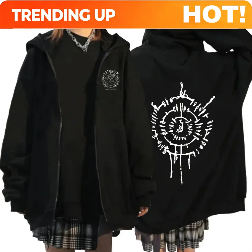 Mens Fashion Zip Up Hoodies - Sweat à capuche zippé imprimé Astarion