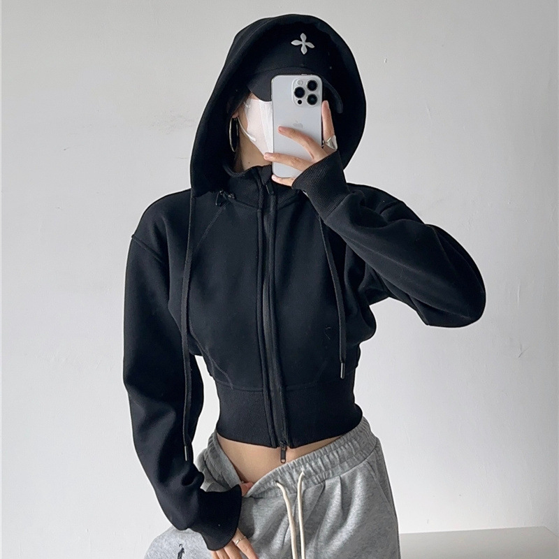 Mens Fashion Zip Up Hoodies - Sweat-shirts à capuche courts pour femmes,