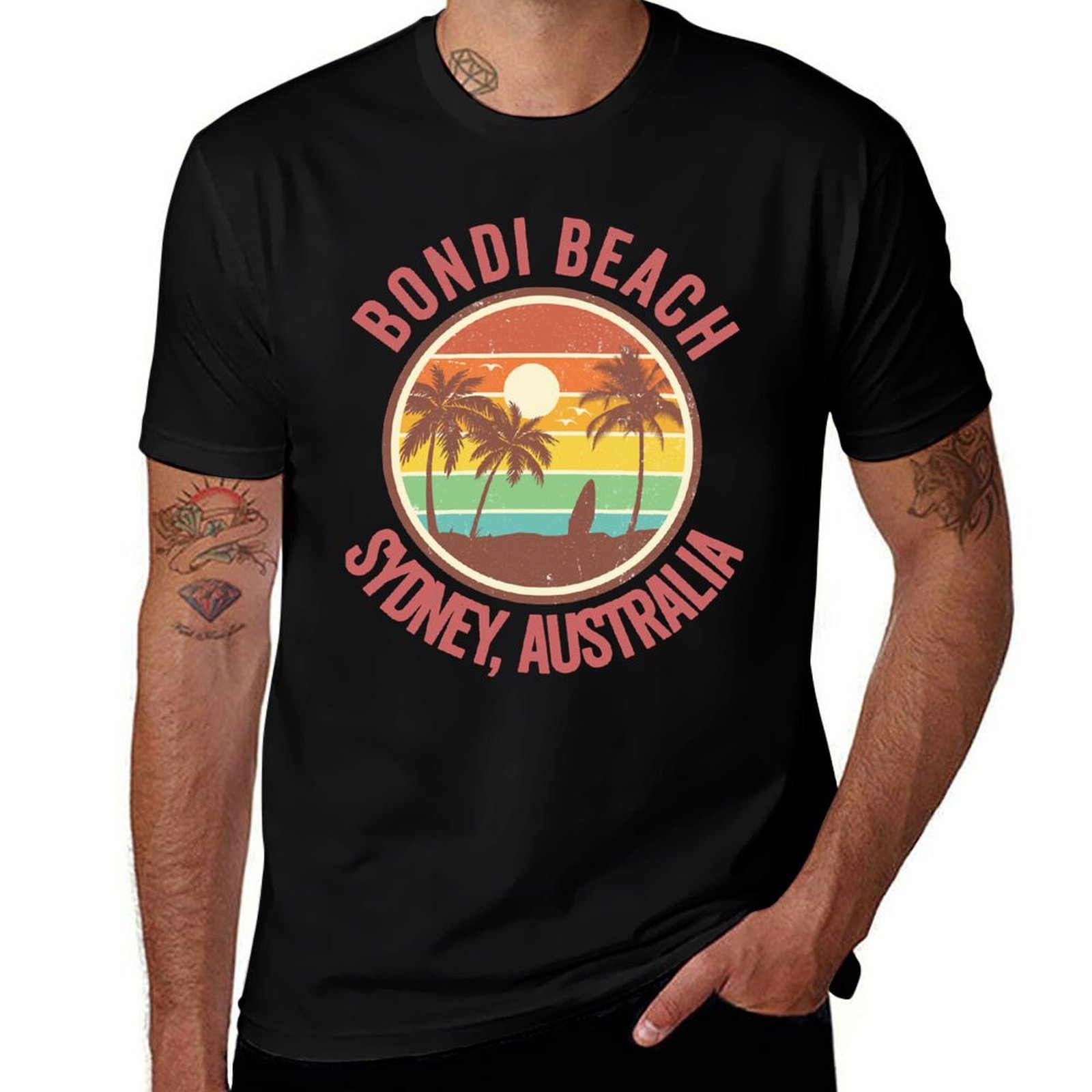 Men'S Fashion Sydney - T-shirt rétro Bondi Beach Sydney Australie