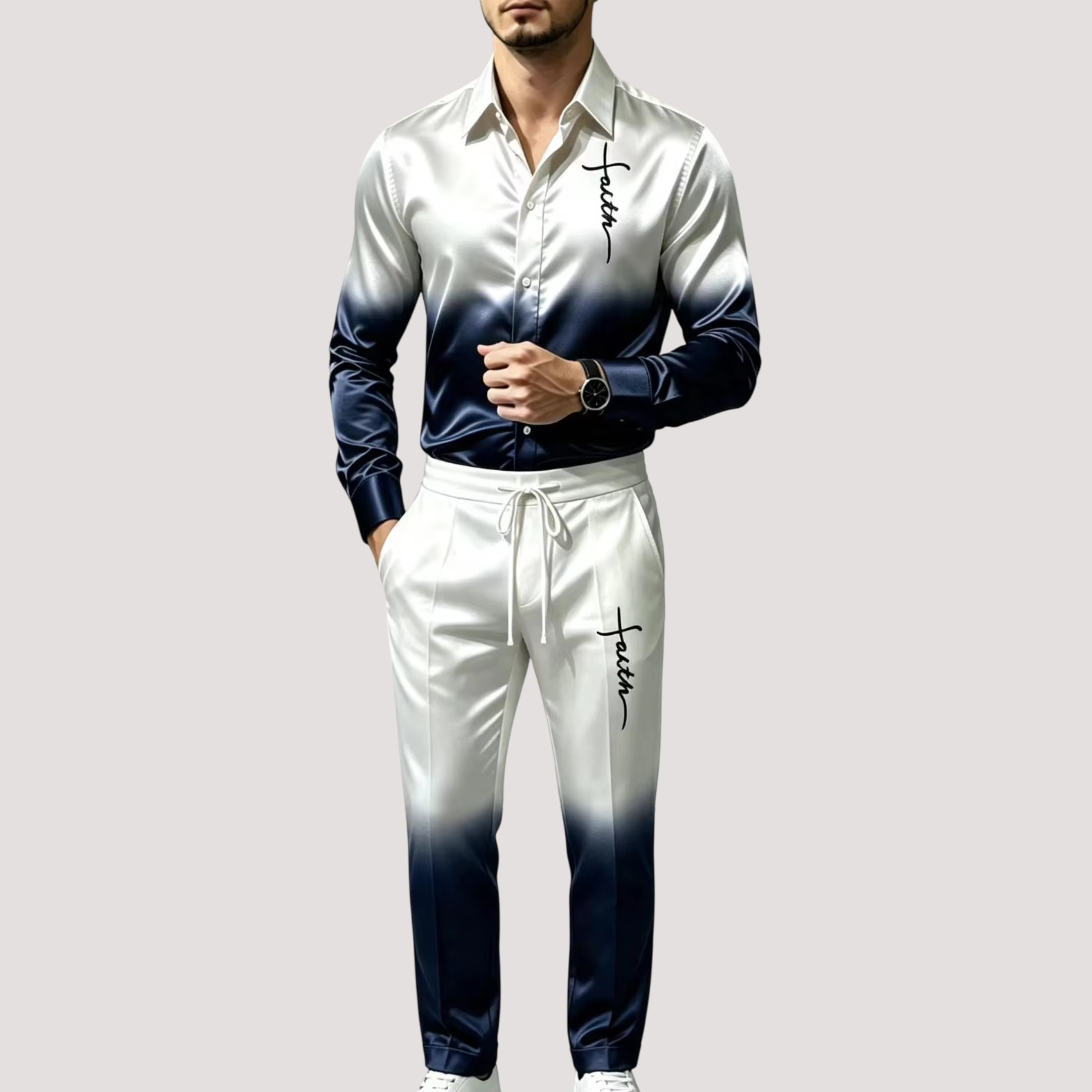 Mens Fashion Clothes - Ensemble de survêtement en satin de