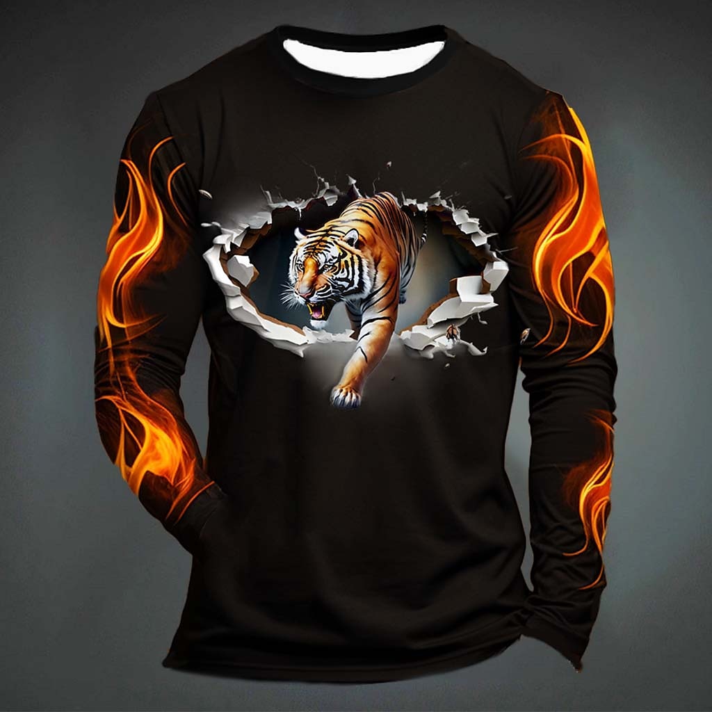 Mens Fashion Clothes - T-shirt à imprimé tigre amusant pour