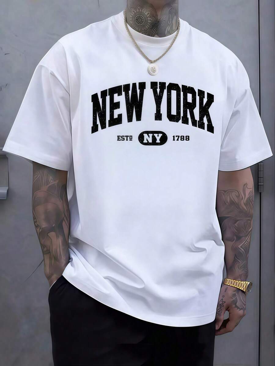 Men'S Fashion New York - 1pc T-shirt blanc pour homme avec