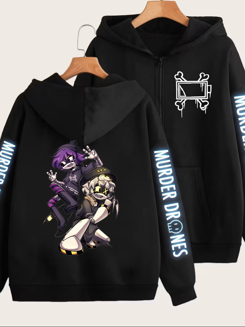 Mens Fashion Zip Up Hoodies - Murder Drones – sweat à capuche