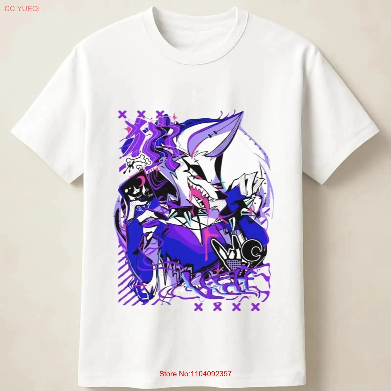 T-shirt violet motif loup anim - Poster Men Fashion avis et prix